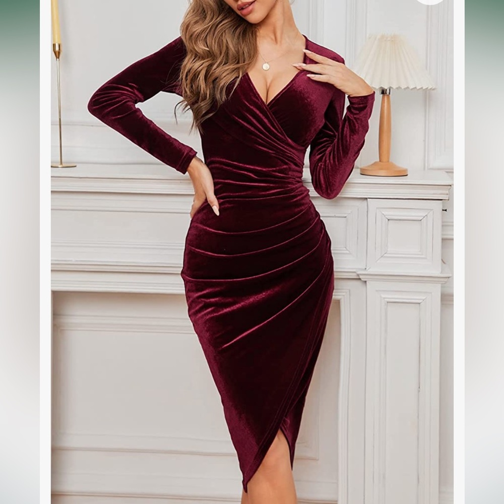 Velvet Burgundy Midi Dress